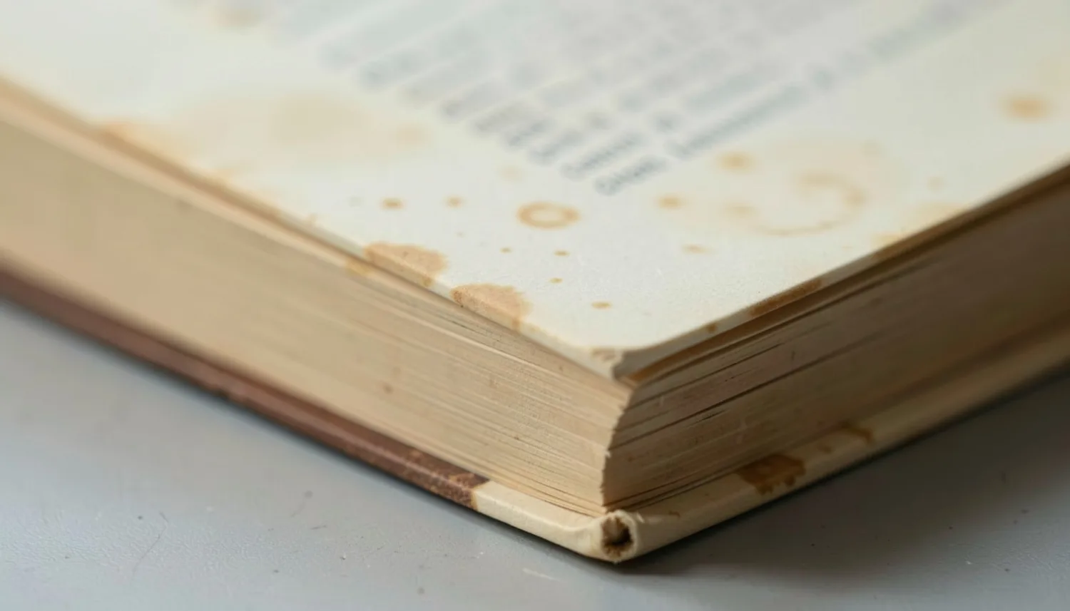 Pormenor das páginas amarelecidas de um livro antigo.